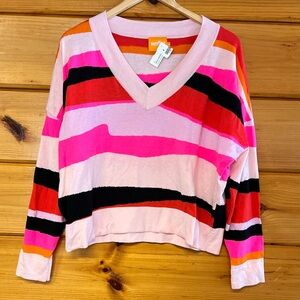 NWT WISPR by Brodie Bright Multicolor
Oversized V-neck Sweater Striped V-Neck S